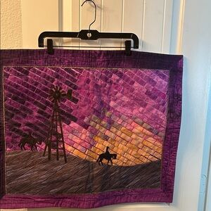 Purple Quilted Wall Hanging with Windmill & Western Silhouette